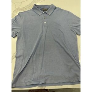 Canali Polo Shirt Mens EU 54 Blue 100% Cotton Made In Italy Luxury Knit